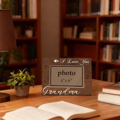 I Love You Grandma Picture Frame, Grandmother Birthday Gift From Grandchild, Tabletop Display Home Decoration, Grandma Gifts Wooden Photo Frame Fitting a 4x6 Inch Photo - color: I Love You Grandma