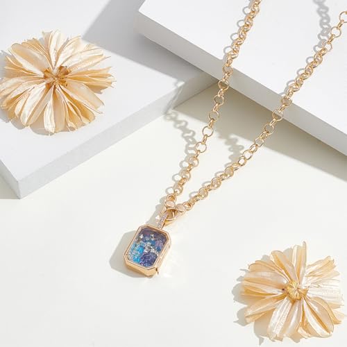 NBEADS Locket Pendant Necklaces, Memory Locket Charms Brass Floating Memory Necklace - style: Rectangle