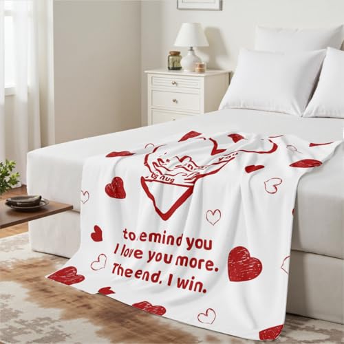 Giwawa Anniversary Wedding Gifts for Women Men Husband Wife Birthday Gift Ideas to Girlfriend Boyfriend Him Her Valentines Day Couples Blanket I Love You More The End I Win Throw Blanket 50x60 - color: Lovemore