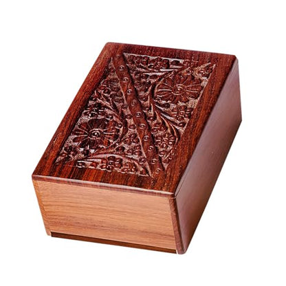 Wooden Urn Box for Human Ashes, Cremation Funeral Urns Hand Carving Decorative Urns for Pet Memorial & Adult, Keepsake (Medium) - size: Medium