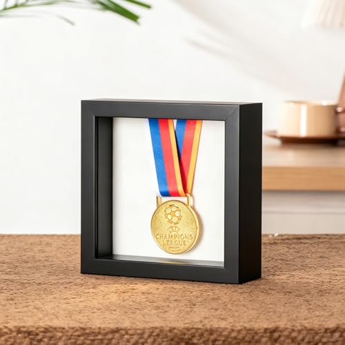 5x5 Small Shadow Box Frame with Ultra-Clear Glass & Soft Linen Back - color: Black+high Definition Panel + Shatter-proof Packaging, size: 5x5