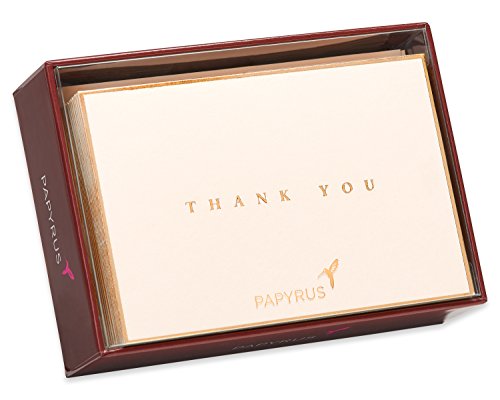 Papyrus Thank You Cards with Envelopes, Gold Border (16-Count) - color: gold, cream