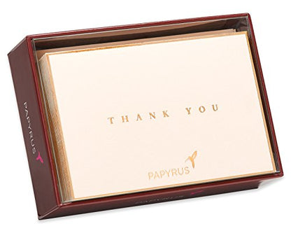 Papyrus Thank You Cards with Envelopes, Gold Border (16-Count) - color: gold, cream