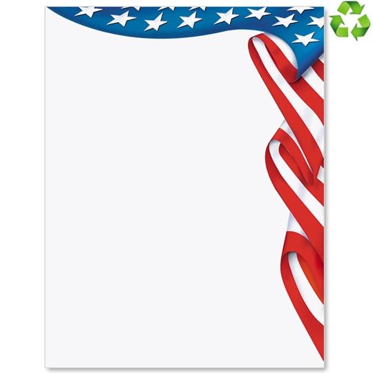 PaperDirect Graceful Patriotic Weave Border Papers, USA Stationery with American Flag Weaving Across Top and Right Side, 8.5 x 11, Acid-Free, Ideal for Patriotic Flyers, Invites, Cards, 25 Sheets - color: Graceful Patriotic Weave