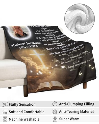 Custom Memorial Blanket with Photos for Loss of Loved One, Thanksgiving Gifts Personalized Sympathy Blanket for Loss of Dad Mom Husband Wife Friend of Loved One Gifts, Ships Next Day Made in USA - color: Style 4