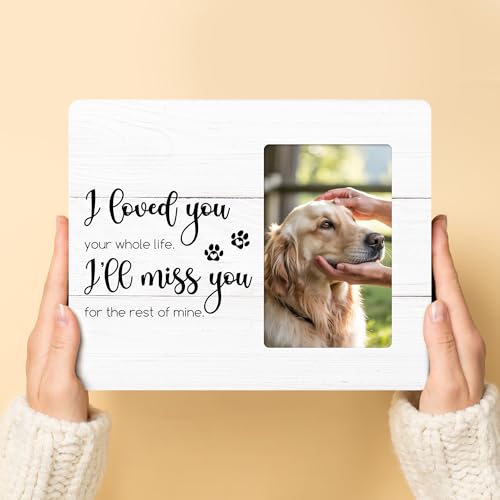 Pet Memorial Picture Frame Gifts for Loss of Dog, Dog Passed Away Gift, I Loved You Your Whole Life Gift Wooden Picture Frames, 4x6 inch Photo - color: Purple
