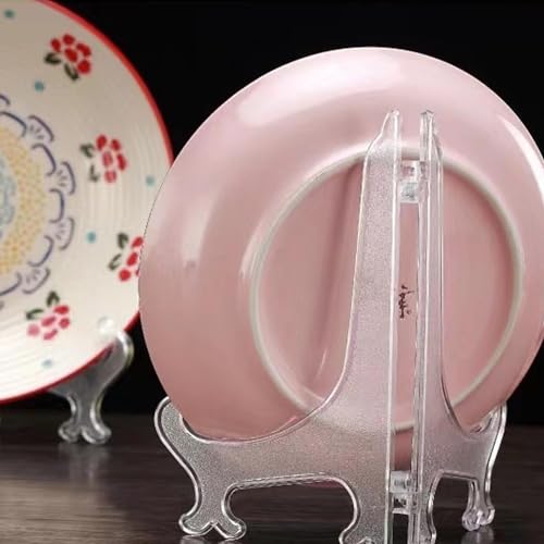 LonlyEagle 6 Pack 9 Inch Clear Plastic Easels or Stand/Plate Holders to Display Pictures or Other Items at Weddings, Plate Stands for Home Decoration, Birthdays, Tables - size: 9 inch