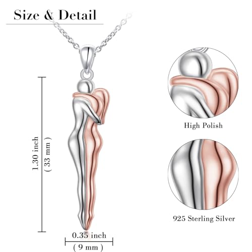 FLYOW S925 Sterling Silver Best Friend Couple Pendant Friendship Sun Moon Lotus Yin Yang Matching Bff Necklace for Women Jewelry - style: Hug A