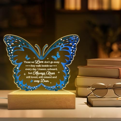 SANDJEST Memorial Butterfly Night Light - Sympathy Gifts for Loss of Loved One - Those We Love Don't Go Away Acrylic Night Lights Bereavement Gift Condolence Keepsake Lamp - color: Memorial 1