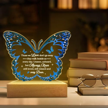 SANDJEST Memorial Butterfly Night Light - Sympathy Gifts for Loss of Loved One - Those We Love Don't Go Away Acrylic Night Lights Bereavement Gift Condolence Keepsake Lamp - color: Memorial 1