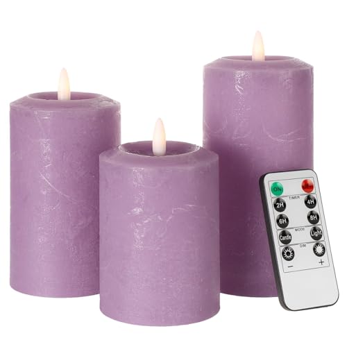ANGELLOONG Purple Flameless Candles for Halloween Decoration Lavender Decor - color: Purple(Concave top)