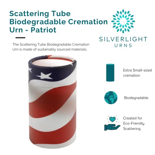Patriot Scattering Tube - Extra Small, Biodegradable Cremation Urn for Ashes, Extra Small Sized Cremation Urn, 5.25 Inches High - color: Patriot