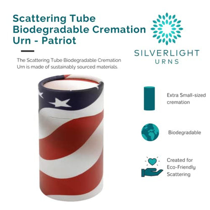 Patriot Scattering Tube - Extra Small, Biodegradable Cremation Urn for Ashes, Extra Small Sized Cremation Urn, 5.25 Inches High - color: Patriot