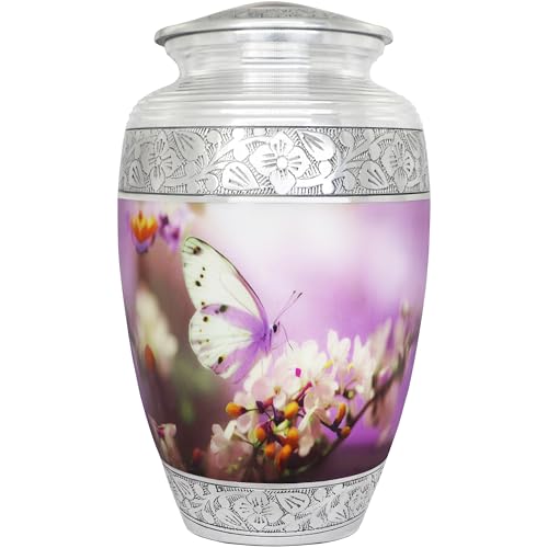 NANIURN Purple Butterfly Urns for Human Ashes Adult Female, Cremation Urn | Full Size Adult Urn for Women and Men, Funeral Urns for Ashes, Burial, Home, Niche, Columbarium or Decorative Memorial - color: Purple, size: Large / Adult