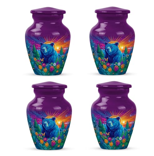 Polar Bear Urns for Human Ashes Women - Sunrise Cremation Keepsake Urns for Family - Funeral Urn for Men - Cremation Keepsake Urn for Mom & Dad - Decorative Gift for Male - 3 Inch, Set of 4 - color: Cremation Urn, size: 3 INCH, Set of 4