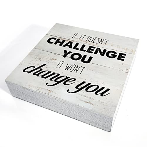 Rustic Uplifting Fitness Wood Box Sign Motivational Workout Wooden Box Sign - color: CHALLENGE