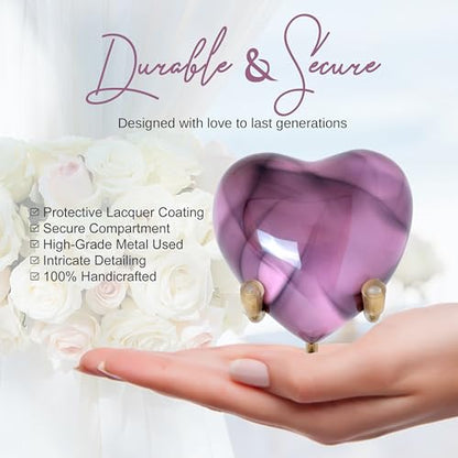 Heart Urn with Stand & Box Keepsake Urn for Human Ashes Mini Cremation Urn for Men & Women (Baby Pink) - color: Baby Pink