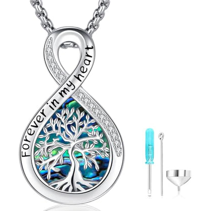 Aniu Sterling Silver Urn Necklace for Ashes Tree of Life Cremation Jewelry Cremation Jewelry for Human Pet Ashes Keepsake Memorial Ash Pendant for Women | 925 Silver Urn Necklace Ash Necklace for Human Ashes,20+2'' Chain Box Memorial Pendant Jewelry Gift