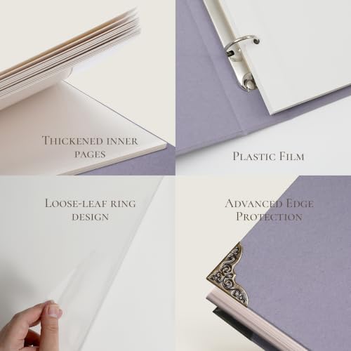 Vienrose 3 Rings Self Adhesive Photo Album 20 Sheets/40 Pages Purple | Hardcover, DIY Scrapbooking Kit, Paper Scrapbook, 12 x 12 inch, Lover Friends Kids Wedding - color: Purple, size: 12'' x12''40Pages
