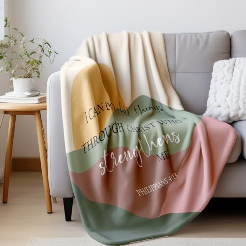 HIWX Boho Christian Inspirational Throw Blanket 50x60 Inches - color: All Things 1, size: 50“L x 60”W