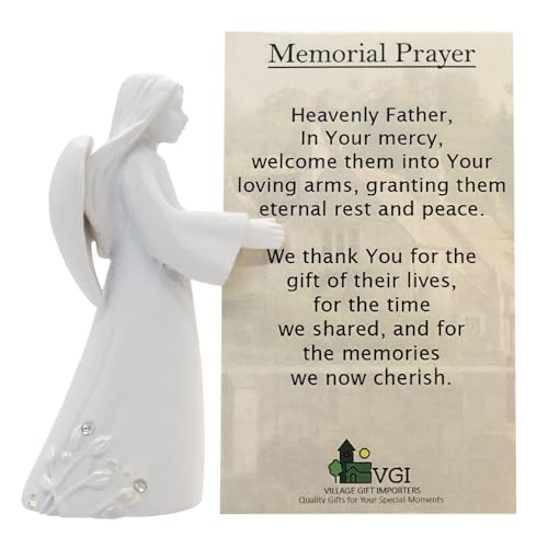 Memorial Card Stand | Sweet Angel Statue that Displays Your Loved One's Prayer Card | Sympathy Gift | Thoughtful Christian Home Decoration