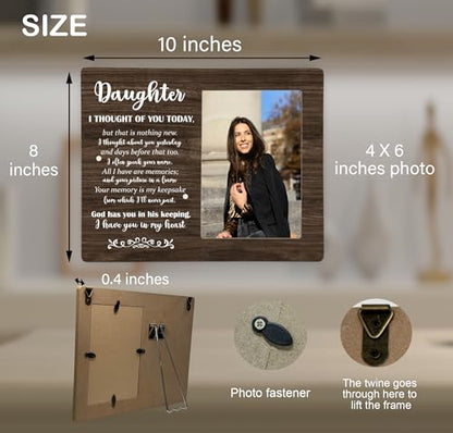 Daughter Memorial Picture Frame, Sympathy Wooden Photo Frame Gifts for Loss of Daughter, 4x6 inch Photo - style: Daughter Memorial-2