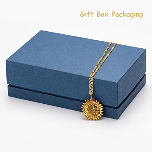 BELLA GLOBE You Are My Sunshine Music Box with You Are My Sunshine Sunflower Necklace Gift for Women Mom Grandma Daughter Sunflower Pendant Necklace in Wind Up Wood Jewelry Music Box - color: Music Box with Necklace