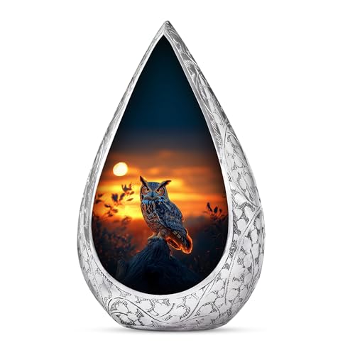 Owl Urns for Human Ashes - 3" Keepsake for Men - Sunset Mini Urn for Mom - color: Owl-4, size: 3 Inch