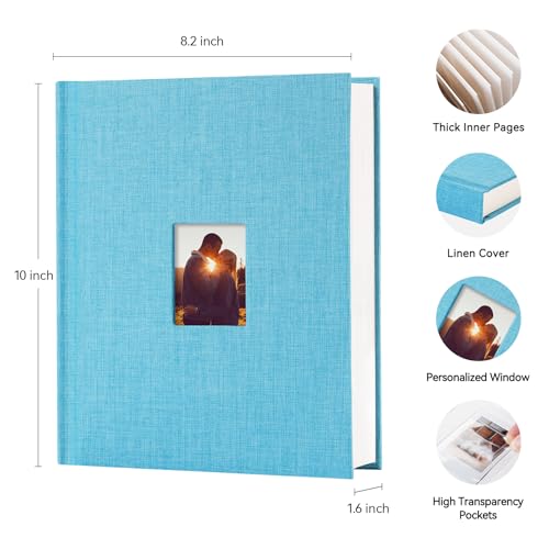 Instax Mini Photo Album with Writing Space, 112 Pockets, Blue | Compatible with 2x3 inch & Polaroid Pictures, Recessed Clear Pockets, Wedding Guest Book and Family Memories - color: Blue, size: 112 Pockets