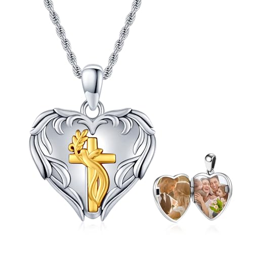 CUOKA MIRACLE Sterling Silver Animals Locket Necklace for Women Keepsake | That Holds Picture Personalized Customize Photo Locket Gift for Mom Grandma - style: 11-dove