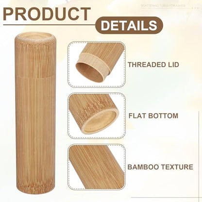 uxcell Bamboo Scattering Urn, 5.9" x 1.6" Small Cremation Tube with Lid Mini Keepsake Brown for Male Female Pet Dog Brown - size: 6.4 Ounces