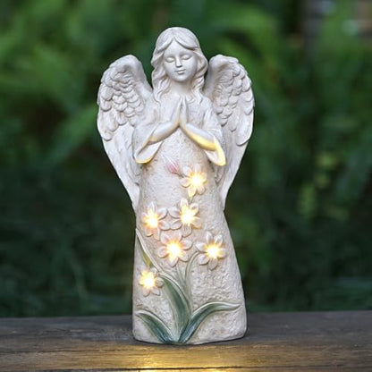 Garden Angel Statues Outdoor Decor 9.6 inches 6 LED Lights Solar - style: Angle 9.6in