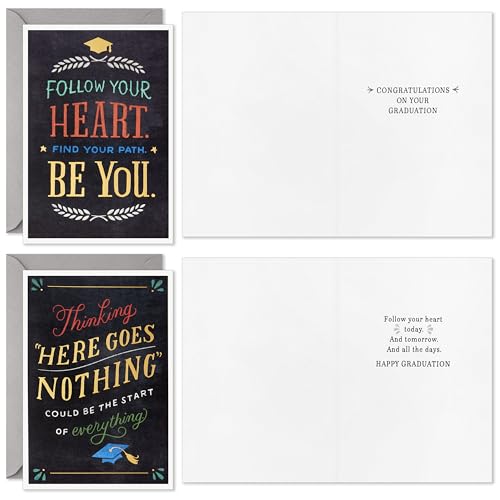 Hallmark Graduation Cards Assortment, Inspirational Quotes (16 Cards with Envelopes) - color: Black