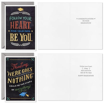 Hallmark Graduation Cards Assortment, Inspirational Quotes (16 Cards with Envelopes) - color: Black