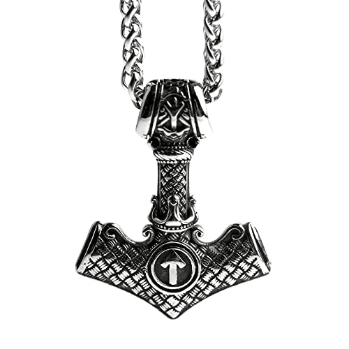 Norse Viking Thor Hammer Necklace Mjolnir Necklace for Men Talisman Jewelry - color: DRTKSA