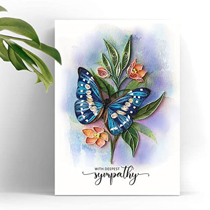 Butterfly Sympathy Card, Animal Pattern, 5in x 7in, Blank Inside, Envelope Included - color: Butterfly Sympathy