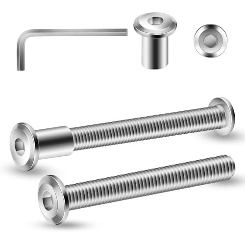 1/4-20 x 2-1/2" 20Pcs Flat Head Hex Socket Cap Screws Bolts Barrel Nuts Kit, 304 Stainless Steel 18-8, Full Thread by SG TZH (with Hex Spanner) - color: Silver, size: 1/4-20 x 2-1/2"