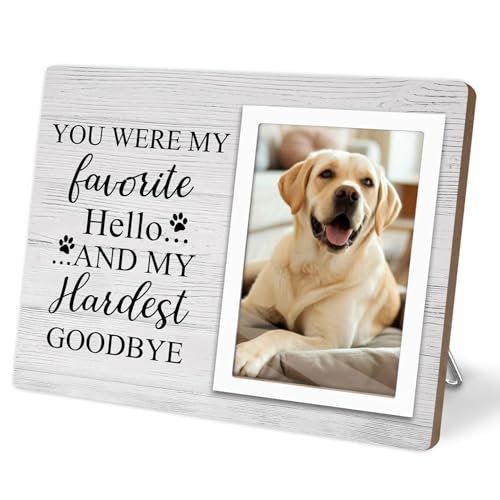 Pet Memorial Picture Frame for Dogs, Dog Memorial Photo Frame, Pet Loss Sympathy Gift for Dog Lovers, In Loving Memory Keepsake Decor-Forever in Our Hearts-Dogs Wooden Frame 4x6inches (White) - color: White
