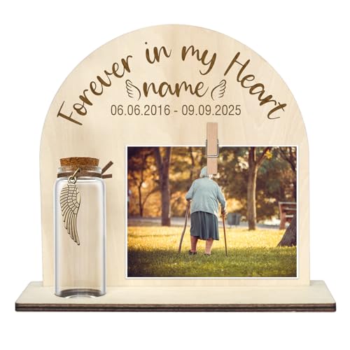 Personalized Loss of Loved One Photo Frame Memorial，Custom lock of Hair Keepsake Jar,Remembrance Bereavement Sympathy Gift for Lost Mom, Dad， Friends, Sisters, Grandparents (Arch form2) - style: Arch form2