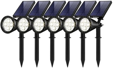 InnoGear 6 Solar Lights Outdoor Spotlight Garden Yard Landscape Flag, White | Waterproof, Auto On/Off, Adjustable Brightness, 2 Installations, Flag Pole, Tree, Uplights, Solar Powered Spotlight, Pathway - color: White