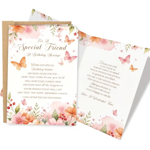 Heartfelt Birthday Card for Friend, Happy Birthday Card for Best Friend Bestie, Sentimental Friends Bday Cards Gift for Him Her - color: Friend Birthday