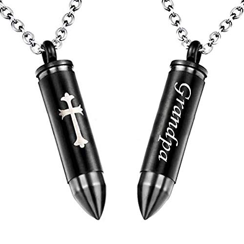 Celtic Cross Bullet Urn Necklaces for Ashes Cremation Jewelry Keepsake Memorial Pendant - style: Grandpa