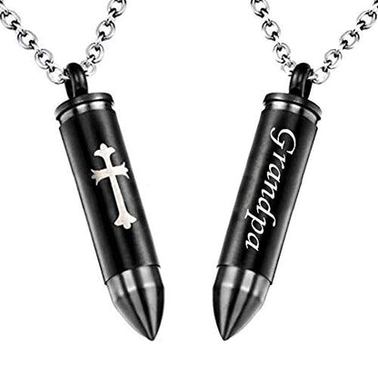 Celtic Cross Bullet Urn Necklaces for Ashes Cremation Jewelry Keepsake Memorial Pendant - style: Grandpa
