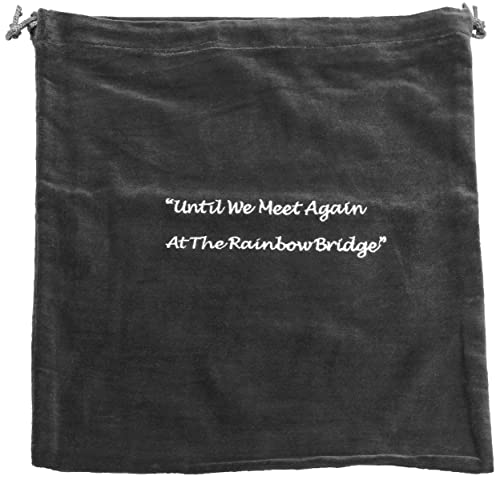 Extra Large Gray Velvet Rainbow Bridge Cremains Bag for Ashes - Extra Large Size 13"L x 15"H - for Holding 400 Cubic Inches of Pet Cremains - Includes Plastic Bag for Ashes - color: Gray, size: Extra Large
