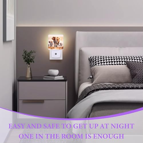 African Elephant Night Light,Plug-in Night Lights with Dusk-to-Dawn Sensor for Bedroom,Bathroom and Living Room Sleep Friendly lamp 0.5w - color: African Elephant