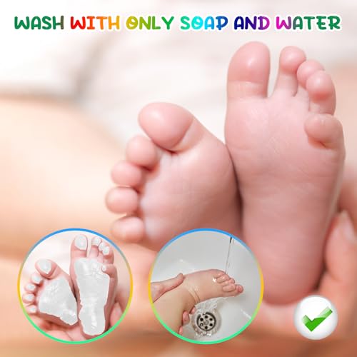 Baby Hand and Footprint Paint with Sponge Head, 2.54 fl oz, Non-Toxic & Acid-Free, Washable Baby Safe Paint for Newborn Keepsakes, Dog Nose & Paw Prints, Ideal New Mom Gift - White - color: White