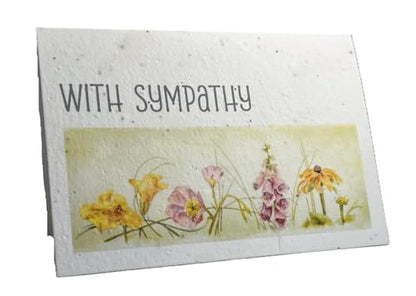 Of The Earth Handmade Paper - Plantable Wildflower Seed Folding Card - Sympathy Designs - 5" x 7" - Set of 3 - w/Recycled Envelopes (Watercolor Wildflowers) - color: Watercolor Wildflowers