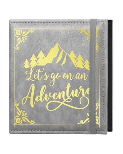 Leather Photo Album 4x6 200 Photos,Slip-in Photo Album Book with 50 Sheets, Travel Souvenir Diary Photo Book for Family Wedding Baby and Holiday Pictures - color: Grey