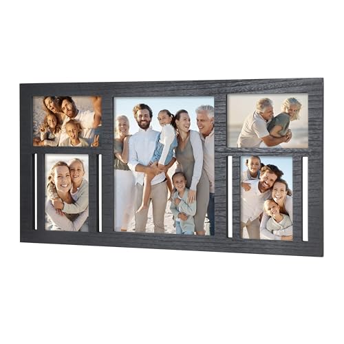 Collage Picture Frame for Wall – Black Multi Photo Frame Holds 8x10 and 4x6 - color: Black, size: 5 Opening-Mixed