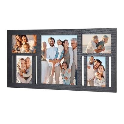 Collage Picture Frame for Wall – Black Multi Photo Frame Holds 8x10 and 4x6 - color: Black, size: 5 Opening-Mixed